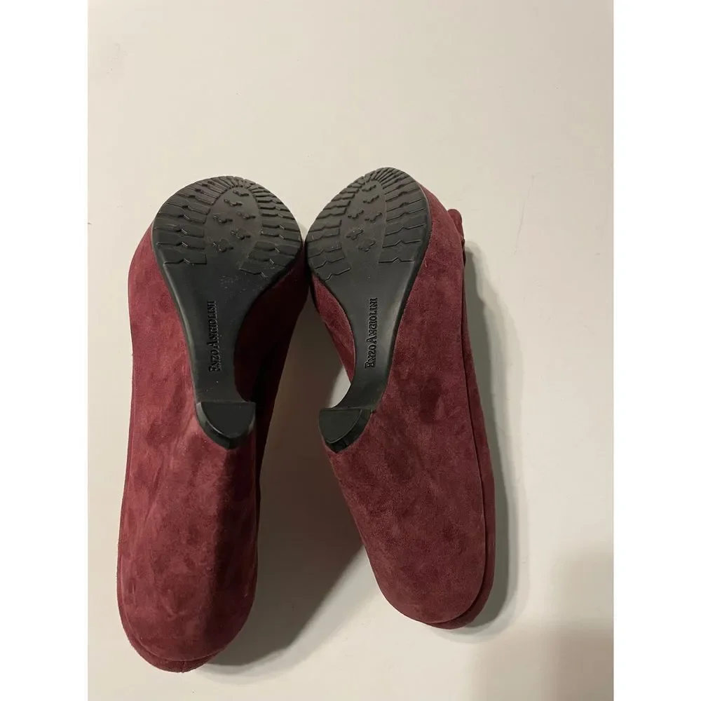 Enzo Angiolini Suede Leather Wedge Heels with Bow - Picture 11 of 16